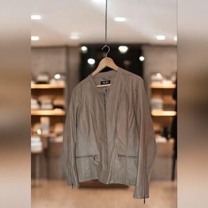Mo-Ka By Santa Fe Apparel Women's Faux Leather Tan Biker Jacket, EUC